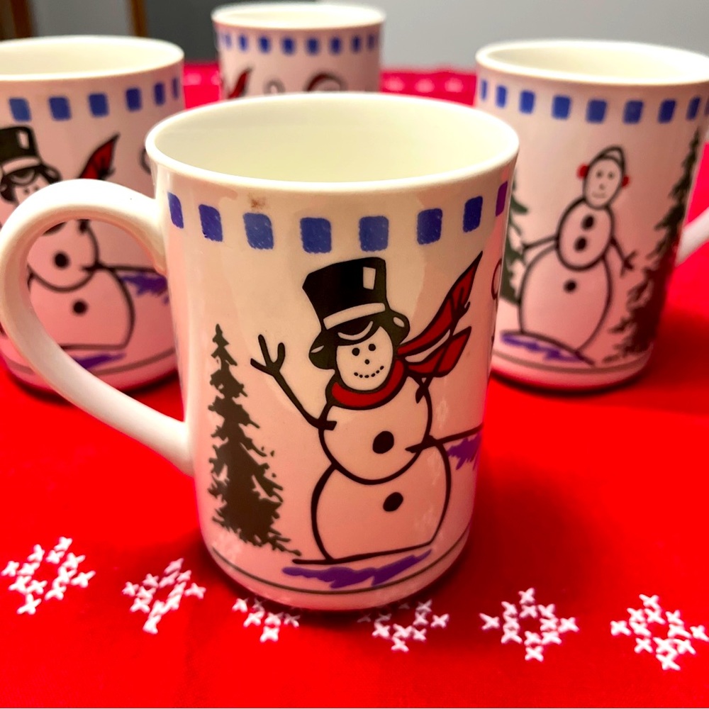 LIBBEY CERAMIC SNOWMAN in SCARF COFFEE MUG TALL